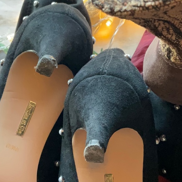 Louis et Cie- kitten Black bootie pearl studs in gold setting 10 42 leather sole - Picture 9 of 13